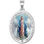 PicturesOnGold.com Miraculous Medal Necklace Color Oval Pendant - Available in Solid 14K Yellow or White Gold, or Sterling Silver