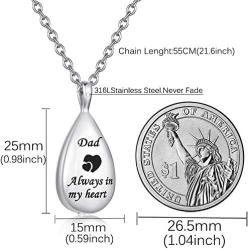 GLDZ Cremation Urn Necklace for Ashes Urn Jewelry Always in My Heart Memorial Pendant with Fill Kit