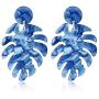 Jeni-Sely Multi-Color Acrylic Monstera Leaf Earrings,Palm Leaf Women Girls Statement Necklace Jewelry Set
