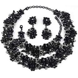 NABROJ Statement Necklaces Set with Rhinestone Crystal Drag Queen Costume Jewelry for Women Carnival 8 Colors 3 Models with Gift Box