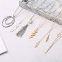 Sunmoon 6 PCS Long Pendant Necklaces for Women Simple Bar Layered Three Triangle Tassel Charm Statement Y Necklace Set Strands