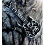 Trilogy Jewelry Pewter Electric Bass Guitar with Flames Necklace/Pendant