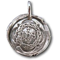 Rosa Mystica Sterling Silver Crown of Thorns Wax Seal Pendant