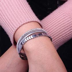 FANCY SHINY Hematite Leather Wrap Bracelets Beaded Healing Stone Cuff Bracelet Rhinestone Boho Jewelry Gift for Women with Magnetic Clasp