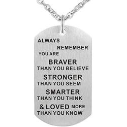Kisseason Always Remember You are Braver Than You Believe Inspirational Gift Jewelry Pendant Necklace