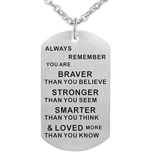 Kisseason Always Remember You are Braver Than You Believe Inspirational Gift Jewelry Pendant Necklace