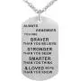 Kisseason Always Remember You are Braver Than You Believe Inspirational Gift Jewelry Pendant Necklace
