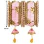 Aheli Royal Design Faux Stone Studded Silk Thread Bangle Chuda Set with Jhumki Tassel Hanging Indian Wedding Fashion Jewelry for Women