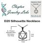 Clayton Jewelry Labs D20 Dice Silhouette Stainless Steel Necklace