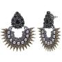 Efulgenz Boho Vintage Antique Ethnic Gypsy Tribal Indian Oxidized Silver Pearl Drop Floral Chandbali Dangle Earrings Jewelry