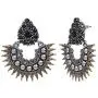 Efulgenz Boho Vintage Antique Ethnic Gypsy Tribal Indian Oxidized Silver Pearl Drop Floral Chandbali Dangle Earrings Jewelry