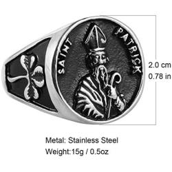 HZMAN Catholic Saint St. Patrick Day Irish Patron Celtic Cross Ring