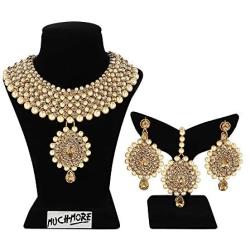 MUCH-MORE Indian Bridal Necklace Fashion Gold Plated Bollywood Ethnic Wedding Party Wear Jewelry Set