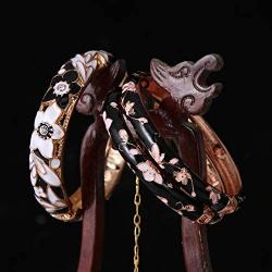 UJOY Womens Multi-Colors Cloisonne Bracelet Gold Plated Flower Hollowed Enameled Hinged Cuff Bangles Jewelry Gift 88A10