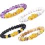 EIELO Feng Shui Pixiu Good Luck Bracelets for Men Women Natural Gemstone Healing Energy Obsidian Pi Yao Dragon Charm Beaded Bracelet Attach Wealth Money Jewelry