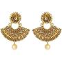 Aheli Kundan Pearl and Colour Beads Bollywood Style Indian Traditional Ethic Earrings Maang Tikka Set Fashion Jewelry for Women (Green)