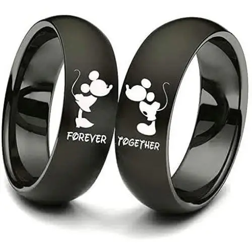 XAHH His and Hers Matching Set Couple Titanium Steel Rings Mickey Mouse Kiss Forever Together Promise Wedding Band Black【Please Buy Two Rings for one Pair】 XAHH His and Hers Matching Set Couple Titanium Steel Rings Mickey Mouse Kiss Forever Together Promise Wedding Band Black【Please Buy Two Rings for one Pair】
