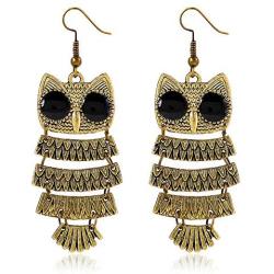 Owl Earrings For Women,Boho Owl Drop Dangle Earrings,Vintage Carved Owl Jewelry Gifts for Owl Bird Animal Lovers