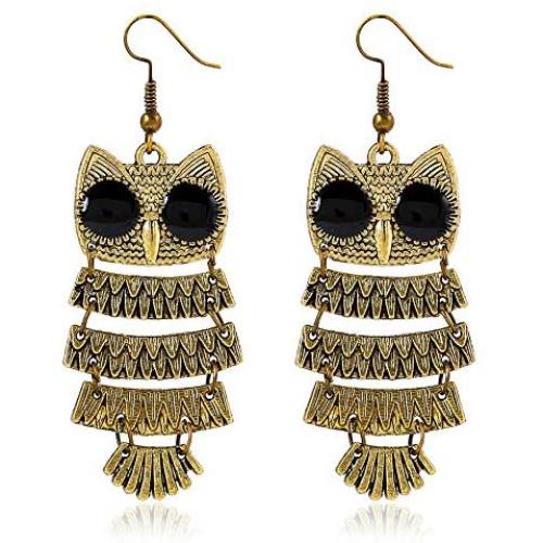 Owl Earrings For Women,Boho Owl Drop Dangle Earrings,Vintage Carved Owl Jewelry Gifts for Owl Bird Animal Lovers