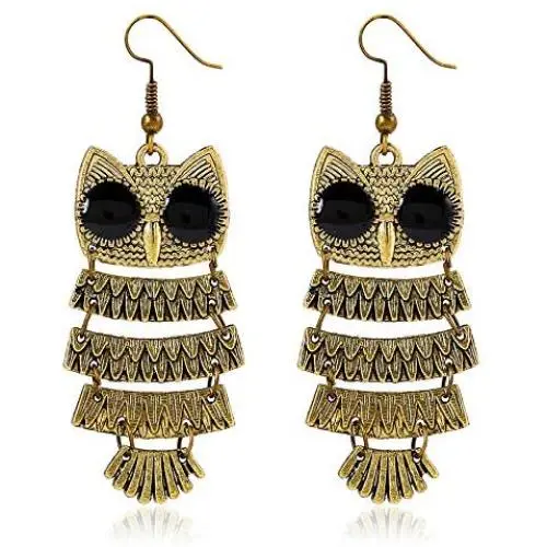 Owl Earrings For Women,Boho Owl Drop Dangle Earrings,Vintage Carved Owl Jewelry Gifts for Owl Bird Animal Lovers