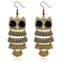 Owl Earrings For Women,Boho Owl Drop Dangle Earrings,Vintage Carved Owl Jewelry Gifts for Owl Bird Animal Lovers