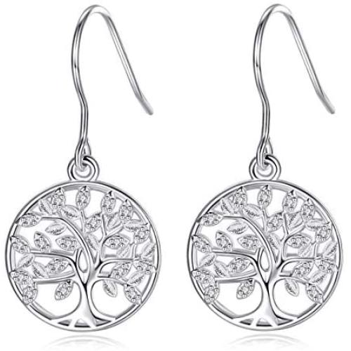 Tree of Life Earrings for Women, Mothers Day Silver Tree of Life Earings, AEONSLOVE Christmas Fashion 925 Sterling Silver Tree of Life Drop Dangle Earrings Jewelry Gifts for Women Girls Mom