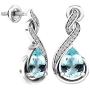 Dazzlingrock Collection 8X6 MM Each Pear Gemstone & Round Diamond Ladies Infinity Teardrop Dangling Earrings, Sterling Silver
