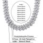 JINAO 20MM 6 Times 14k Gold Plated Cuban Link Chain Full Iced Out Bling Round Carre Baguette Cut CZ with Prong Setting Simulated Diamond Chain Choker Necklace for Men