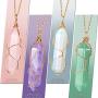 Yaomiao 5 Pieces Hexagonal Crystal Pointed Quartz Pendant Necklaces Natural Energy Healing Gemstone Necklaces with Tree Wire Wrapped for Women Girls