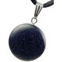 Steampunkers USA Celestial Collection - 20mm Full Moon Disc Galaxy Goldstone, Blue Black Sparkle - 20-22 Inch Adjustable Black Cord – Crystal Gemstone Collectibles Carved Necklace Handmade Charm