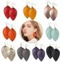 Genuine Leather Earrings Lightweight Teardrop Earrings - Handmade Leaf Dangle Antique Looking Petal Summer Earrings Set for Women Girls, 9 Pairs Random Color