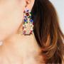 WPY Rhinestone Rectangle Dangle Earrings Geometric Drop Statement Earrings