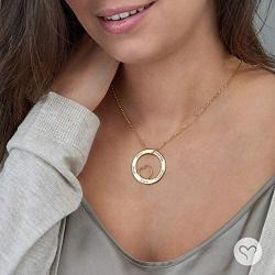 MyNameNecklace Personalized Circle of Love Family Necklace with Heart Inside Precious Metal Silver 925 - Engrave Any Name -Valentines Day Jewelry Gift for Her- Mom-Wife
