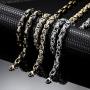 INBLUE 8.0mm Byzantine Link Chain Stainless Steel Necklace for Men Women Boys Water Resistant Chunky Biker Style Jewelry Gift