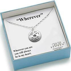 BB Becker Wherever Sterling Silver Necklace - Girlfriend/Wife, Gift for Her, Always In My Heart, Jewelry for Her, Birthday Relationship, Romantic, Friendship, Anniversary Gifts