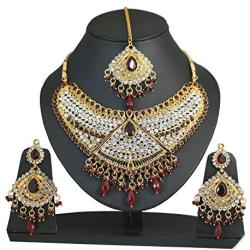 Touchstone Indian Bollywood Handcrafted Traditional Royal Mughal Kundan Polki Meenakari Enamel Colorful Wedding Designer Jewelry Long Necklace Set in Gold and Silver Tone for Women.