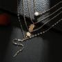 Anglacesmade Bohemia Layered Choker Necklace Palm Tree Necklace Pineapple Necklace Opal Choker Gem Pendants Necklace Summer Jewelry Gold Lariat Y Necklace for Women and Girls
