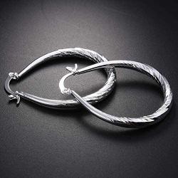 Fashion Women Gold Hoop Earrings, Elegant Stud Dangle Earring Wedding Jewelry Gift(Silver)