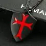 HZMAN Knights Templar Cross Joshua 1:9 Shield Stainless Steel Pendant Necklace with 22+2 inch Chain HZMAN Knights Templar Cross Joshua 1:9 Shield Stainless Steel Pendant Necklace with 22+2 inch Chain