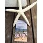 Handmade Sunrise Tricolor Dangle Earrings - Burnished Circles, Copper, Brass and Silverplated