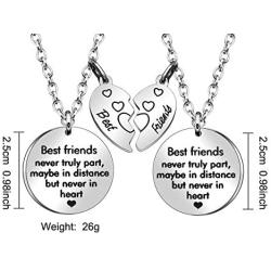 JJIA Best Friend Necklaces for 2, Friendship Gifts Thanksgiving, silver, Size L