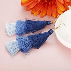 FINREZIO 1-2 Pairs Dangle Tassel Earring for Women Girls Boho Earring Gradient