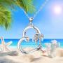 MEDWISE S925 Sterling Silver Summer Palm Tree Necklace Pendant Beach Necklace Jewelry for Women Heart Coconut Areca Tree Necklace Gifts