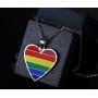 XUANPAI Stainless Steel Heart Rainbow Pendant Necklace Lesbian Gay Pride Jewelry