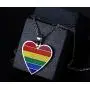 XUANPAI Stainless Steel Heart Rainbow Pendant Necklace Lesbian Gay Pride Jewelry XUANPAI Stainless Steel Heart Rainbow Pendant Necklace Lesbian Gay Pride Jewelry