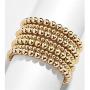 5 Pcs Beaded Stackable Bracelets Set Brass Bead Ball Chain Elastic Bracelets Gold/Silver Stretch Bracelets Stretchable Bangles Friendship Couple Simple Delecate Jewelry for Women Men