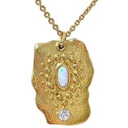 Hakimi Textured Gold-Plated Pendant Long Necklace