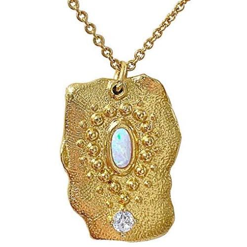Hakimi Textured Gold-Plated Pendant Long Necklace