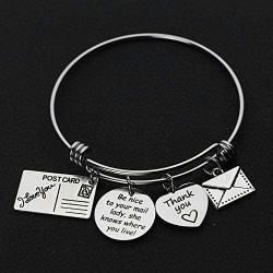 WENATA Funny Mail Lady Gift Mail Carrier Bracelet Be Nice to Your Mail Lady Postal Worker Bracelet Jewelry Mail Lady Thank You Gift for Postal Worker