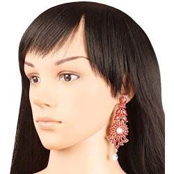 Touchstone Indian Bollywood paisley Rhinestone designer bridal jewelry earrings for women in antique gold tone